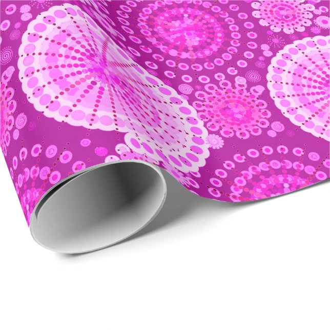 Papier Cadeau Starburds et pingwheel, améthyste violet (Coin rond)