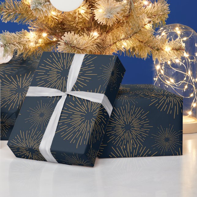 Papier Cadeau Starburst Marine et Gold (Vacances)