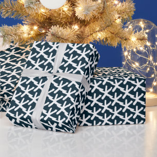 Papier Cadeau Starfish bleu marine et blanc motif moderne cadeau