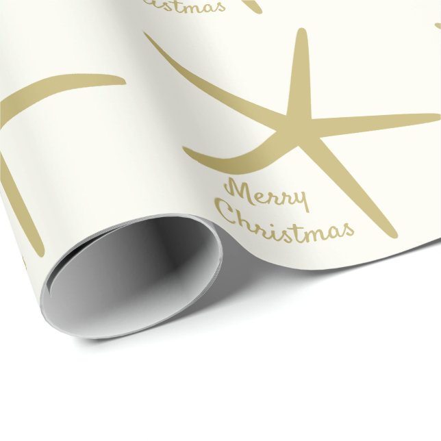 Papier Cadeau Starfish Joyeux Noël Sepia Gold Off White 2023 (Coin rond)