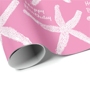 Papier Cadeau Starfish Motifs rose mignonne fille Joyeux anniver