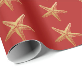 Papier Cadeau Starfish Red Gold Beach