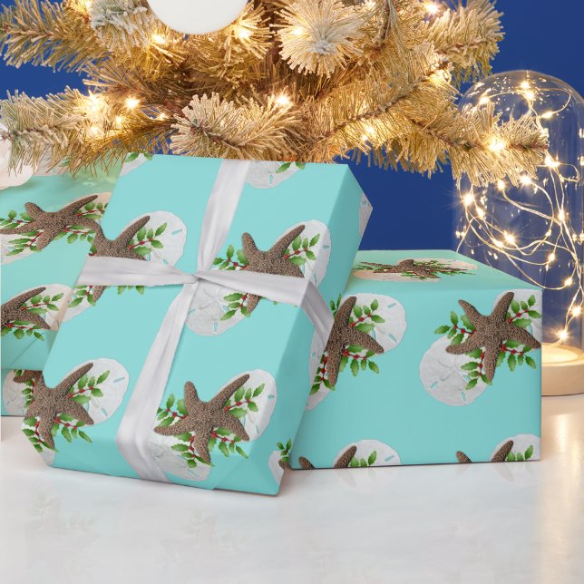 Papier Cadeau Starfish Sand Dollars Festin Noël (Vacances)