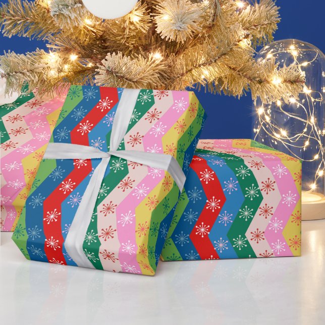Papier Cadeau Starry Christmas stripes (Vacances)