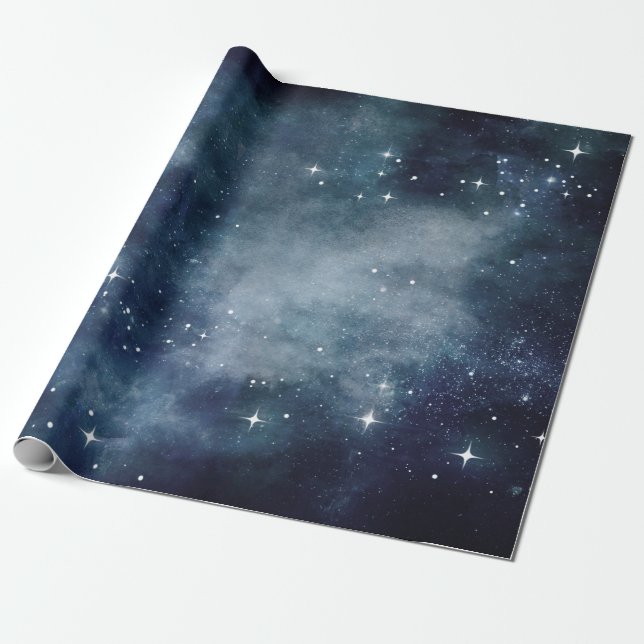 Papier Cadeau Starry Night Blue Sky Stars Amateurs Univers (Déroulé)