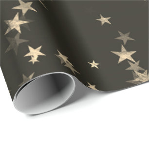 Papier Cadeau Starry Night Sepia Forêt Brown Gold Confetti