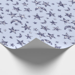 Papier Cadeau Stars Moon Blue Pastel Celestial Spark Navy Boy