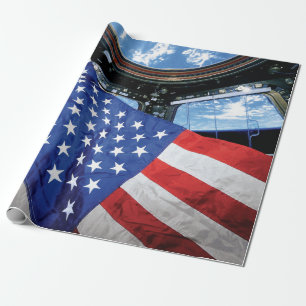 Papier Cadeau Station spatiale Drapeau américain Orbite terrestr