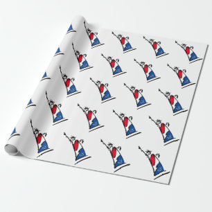 Papier Cadeau Statue de la Liberté NY Rouge Blanc et Bleu