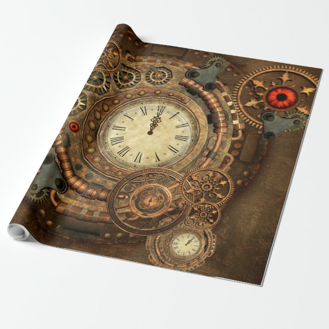 Papier Cadeau Steampunk, rouages merveilleux (Déroulé)