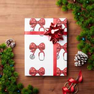 Papier Cadeau Stéthoscope d'infirmière Noël Nœud Coquette Fémini