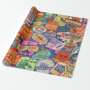 Papier Cadeau Stickers de surf