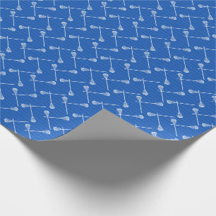 Papier Cadeau Sticks blancs de crosse bleu royal à motifs
