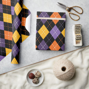 Papier Cadeau Stitch d'Halloween noir et orange