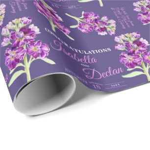 Papier Cadeau Stock d'aquarelle fleur violet mariage personnalis