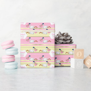Papier Cadeau Stork avec une mignonne petite fille bébé