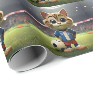 Papier Cadeau "Striker Purr-fect : Le Chat de Football 3D"