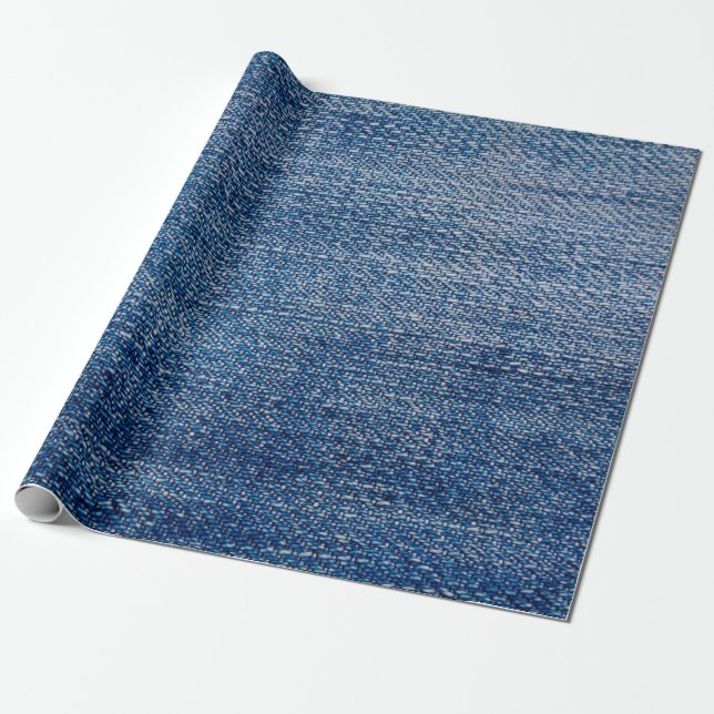 Papier Cadeau Structure en denim tissu Jeans bleu (Déroulé)