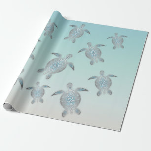 Papier Cadeau Style argenté de plage de tortues