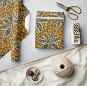 Papier Cadeau Style Batik Floral Abstrait africain
