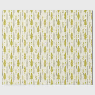 Papier Cadeau style boho rétro ethnique motif jaune plume