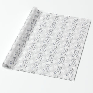 Papier Cadeau Style Chrome blanc de sensibilisation au ruban pie