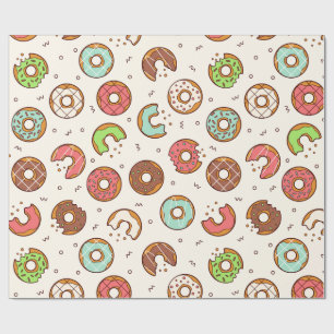 Papier Cadeau Style coloré de Motif de beignets rétro