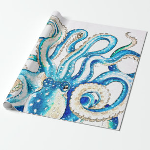 Papier Cadeau Style comique de poulpe bleu
