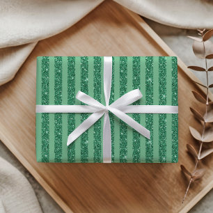 Papier Cadeau Style de bandes verticales en jade vert classique
