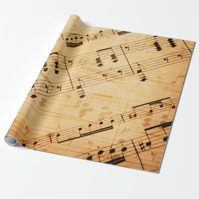 Papier Cadeau Style de feuille de musique antique 1 (Déroulé)