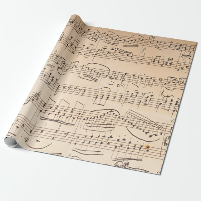 Papier Cadeau Style de feuille de musique antique 1 (Déroulé)