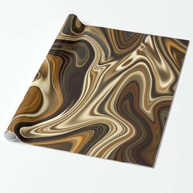 Papier Cadeau Style de marbre magnifique - brun chaud (Déroulé)
