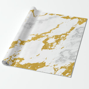 Papier Cadeau Style élégant en marbre6 - Or et blanc