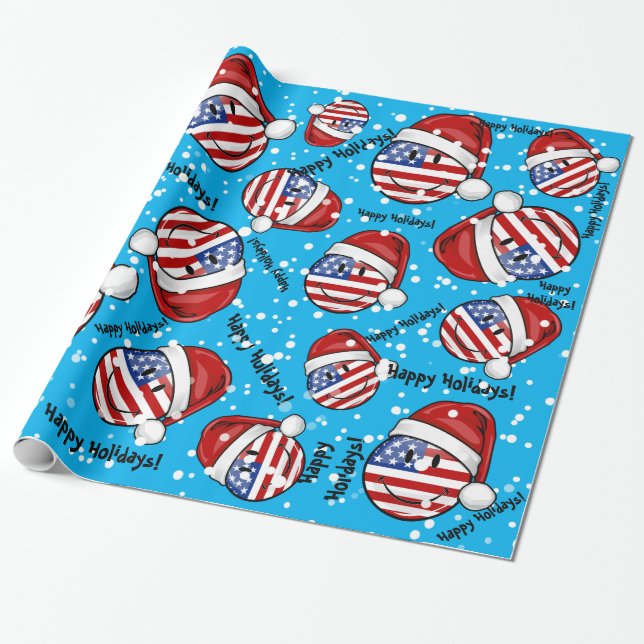 Papier Cadeau Style gai de Noël de drapeau américain (Déroulé)