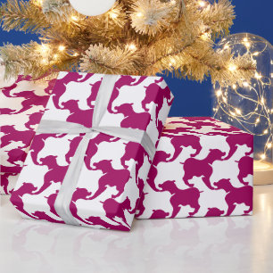 Papier Cadeau Style Houndstooth Tesselation Chien rose Silhouett