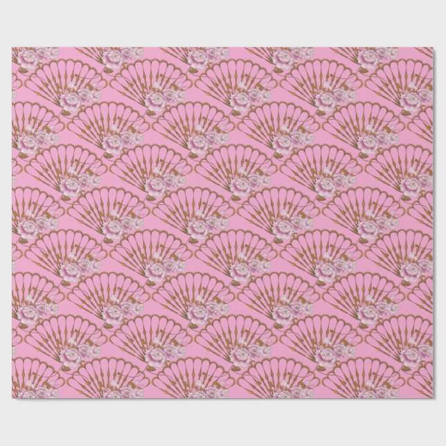 Papier Cadeau Style japonais fun et rose rose (Plat)