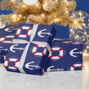 Papier Cadeau Style marine bleu