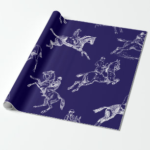 Papier Cadeau Style moderne Marine Bleu Horseback Riding Toile