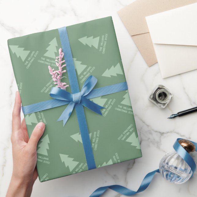 Papier Cadeau Style moderne personnalisé Sage vert Noël (Cadeaux)