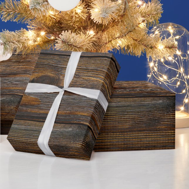 Papier Cadeau Style Naturel Occidental Bois Foncé (Vacances)