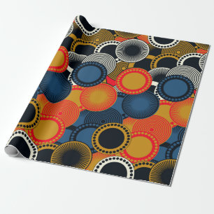 Papier Cadeau style rétro, cercles géométriques motifs transpare