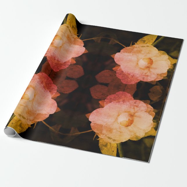 Papier Cadeau Style rustique Floral Blossom Photo Papier Envelop (Déroulé)