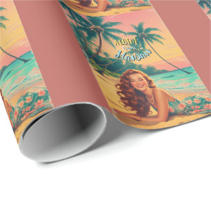 Papier Cadeau Style Vintage Aloha de voyage Hawaïen d'Hawaï
