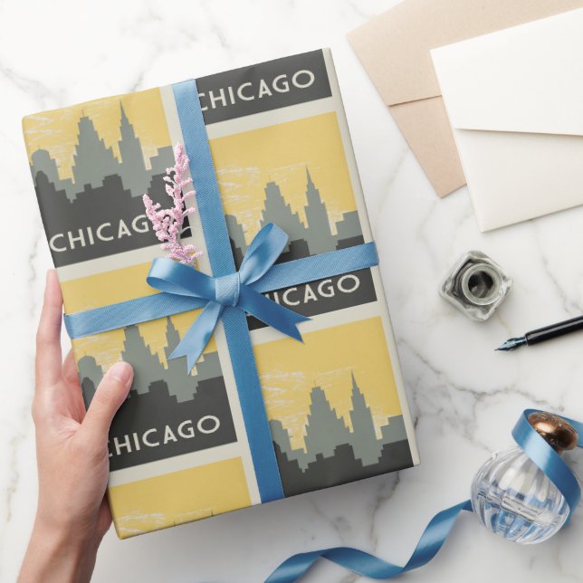 Papier Cadeau Style vintage Chicago Skyline (Cadeaux)