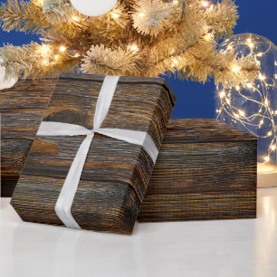 Papier Cadeau Style Western Naturel Bois Foncé