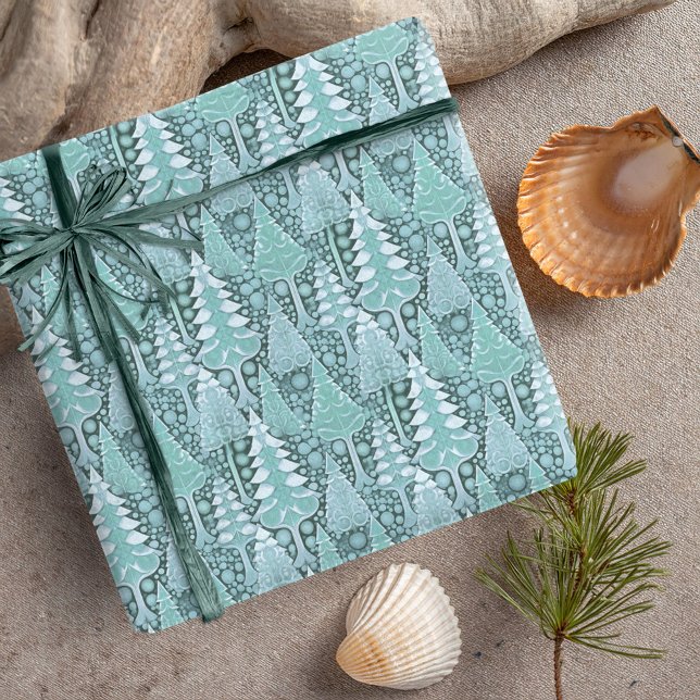 Papier Cadeau Stylisé Coastal Christmas Trees Motif#6b ID1009 (Créateur téléchargé)