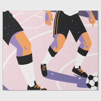 Papier Cadeau Stylized Football Players Dribbling a Soccer Ball