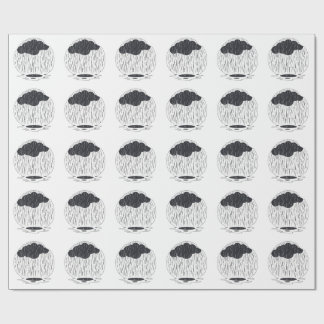 Papier Cadeau Stylized Rain Cloud with Falling Rain and Puddle