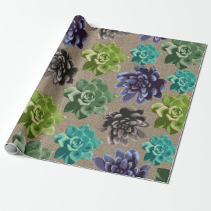 Papier Cadeau Succulents Faux Burlap