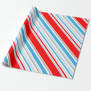 Papier Cadeau Sucre de canne bleu argent rouge rayé
